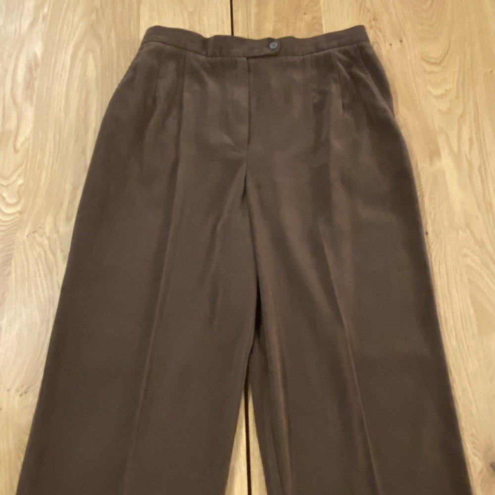Harvé Benard pants Pleated Vintage faux suede‎ brown women's 80's